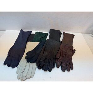 9 Pair Ladies Gloves Leather-Evening Vintage USA